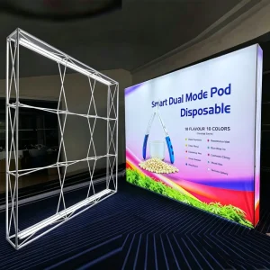 Custom Portable Trade Show Exhibition Booth Display Tension Fabric Backdrop Pop up LED Light Box Aluminum Frame Rectangle
