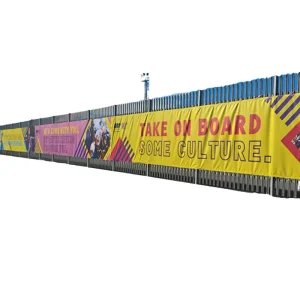 Custom Portable Waterproof Digital Printing Vinyl Mesh Fence Banner Streamer Roadside Advertising Tradeshow Giveaways FIRST