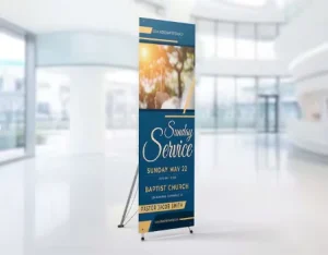 Custom Portable X Banner Stand with Iron Frame Waterproof PVC Printing for Trade Show Advertising and Event Promotion