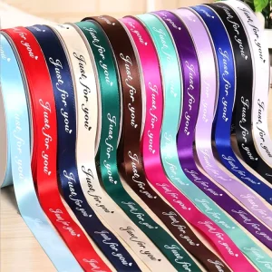 Custom Print Brand Name Logo Roll Satin Ribbon for Gift