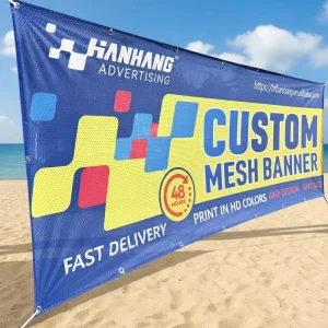 Custom Print Design Polyester Banner Outdoor Hanging Fabric Mesh Fence Banner for Advertising