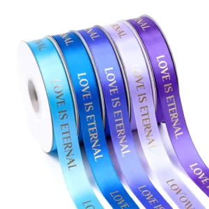 Custom Print Logo Silk Roll Satin Ribbon for Gifts Shopping Use Custom Color & Size