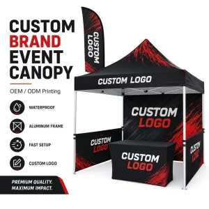 Custom Print Pop Up Canopy Tent 10x10m Full Set Aluminum Trade Show Booth Outdoor Advertising Exhibition with Flags Counter Case