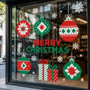 Custom Print Transparent PVC Static Window Decal Christmas Static Cling Film Glue Free Clear Spray Protective Sticker Holiday