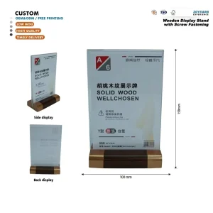 Custom Printable Desktop Sign Holder Sturdy Wood and Acrylic Desk Name Card Stand for Office Use