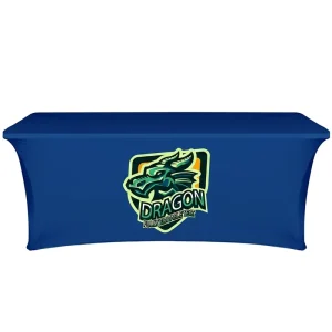 Custom Printed 6ft Open Back Stretch Table Cover 3 Sided Spandex Full Color Dye Sublimation Trade Show Tablecloth Party Event