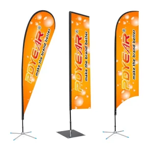 Custom Printed Advertising Beach Feather Teardrop Flags Outdoor Flying Banner Blade Swooper Flags For Promotional Events Market