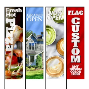 Custom Printed Beach Rectangle Flag Squared Banner with Pole and Base Optional for Outdoor Advertising Promotions Events