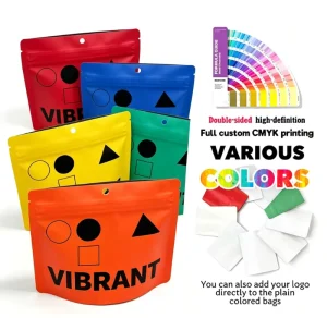 Custom Printed Color Soft Touch Food Grade Mylar Bags Resealable Zipper Tobacco Bags Plastic Packaging 3.5g Smell Proof Bag