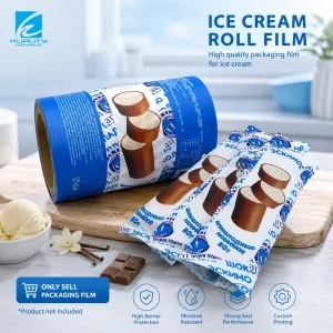 Custom Printed Composite Kraft Paper Ice Cream Packaging Film Roll for Automatic Packing Machine Flow Wrap Film Roll Stock