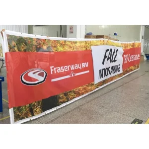 Custom Printed Corporate Theme Promotional Use Mesh Fabric Paper Banner with Thermal Transfer Printing