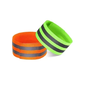 Custom Printed Custom Logo Reflective Polyester Adjustable Elastic Ribbon Running Ankle Arm Wrist Bands