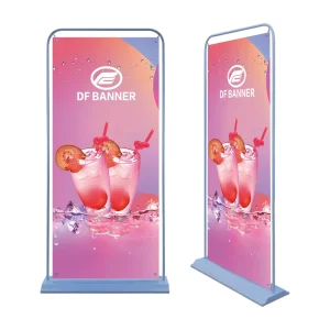 Custom Printed Door Shape Banner Stand Floor Standing Advertising Poster Display Rack