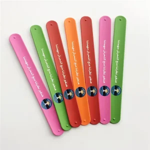 Custom Printed Eco-Friendly Silicone Slap Bracelet Kid-Friendly Snap Armband with Custom Color Logo Promotional Wristbands