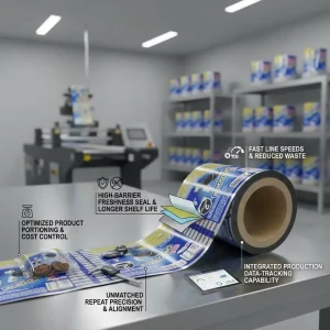 Custom Printed Eco friendly Moisture Proof Heat Seal Flexible Food Grade Laminated Plastic Film Roll Heat Seal Plastic Roll