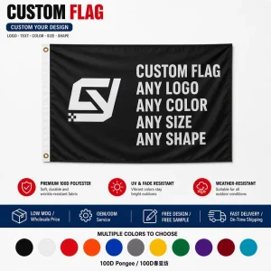 Custom Printed Flag Any Size Shape Logo Color 100D Polyester UV Resistant OEM ODM Free Design Outdoor Advertising Banner