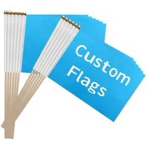 Custom Printed Hand Waving Flags with Pvc Poles Mini Country Sports Event Designs in Polyester Nylon Free Design Logo Print