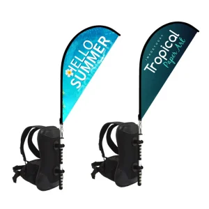 Custom Printed Lightweight Wind Resistant Teardrop Feather Square Ad Backpack Flag for Walking Promotion