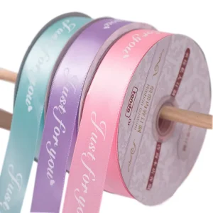 Custom Printed Logo Satin Ribbon Durable Satin Ribbon for Wedding Fashion Floral Gift Packaging Wrapping and Crafts