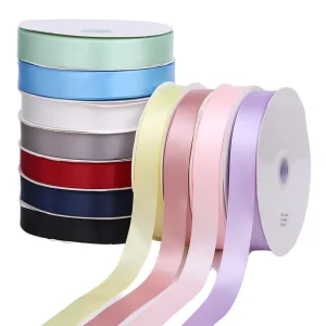 Custom Printed Logo Satin Ribbon Pink Grosgrain Ribbon With Thank You Logo Gold Foil Printing for Decoration Gift Box Packing