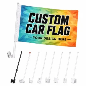 Custom Printed Outdoor Off Road Vehicle Team Flags Polyester Material Wear Resistant Durable Digital Printing Country Car Flags