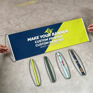 Custom Printed PET Retractable Hand Pull Out Banner Portable Hand Scroll Banner for Sports Event Promotional Cheering Banner