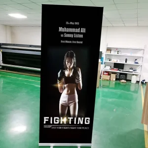 Custom Printed PP PVC Fabric Roll up Banner Stand with UV Printing Retractable Aluminum Base Portable Weather Resistant