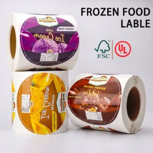 Custom Printed PP Vinyl Food Grade Labels Matte Finishing Ice Cream Cold Resist Freezer Glue Waterproof Roll Packaging Labels