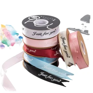 Custom Printed Polyester Silk Satin Ribbon Flower Cake Gift Wedding Decoration Luxury Ribbon