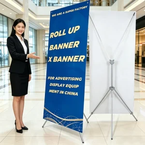 Custom Printed Portable Aluminium Flagpole Adjustable Tripod X Banner Display Stand for Promotion Waterproof for Advertisement