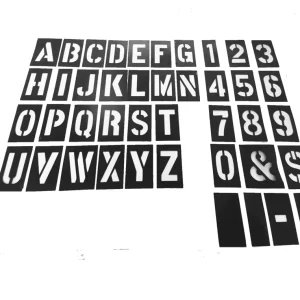 Custom Printed Reusable Interlocking PVC Stencil with Black Letters and Numbers 1 inch Character Height Die Cutting