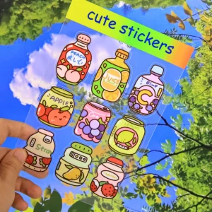 Custom Printed Self-Adhesive Waterproof Vinyl Glitter Stickers Sheet Promotional Kiss-Cut Logo Packaging Labels Cute Cute Design