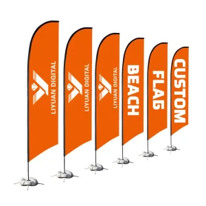 Custom Printed Water Base Feather Flag Portable Outdoor Promotional Beach Banner for Car Dealership & Business Advertising
