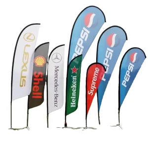 Custom Printed Waterproof Flying Style Feather Teardrop Flag Polyester Outdoor Advertising Banner Business Promotion Beach Flag