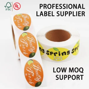 Custom Printed Waterproof Food Grade Packaging Label Stickers for Lemonade Juice Beverage Bottle Packaging Adhesive Roll Labels