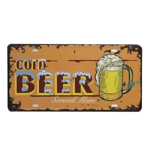 Custom Printing Advertising Embossed Logo Retro Plate Metal Bar Wall Hanging Decoration Metal Sign for Bar Wall Decor