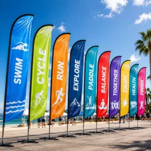 Custom Printing Advertising Teardrop Feather Flag Banners Dye Sublimation Promotion Event Swooper Beach Flags Flying Banners