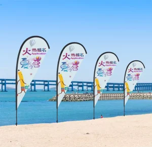Custom Printing Advertising Teardrop Feather Flag Banners Dye Sublimation Promotion Event Swooper Beach Flags Flying Banners