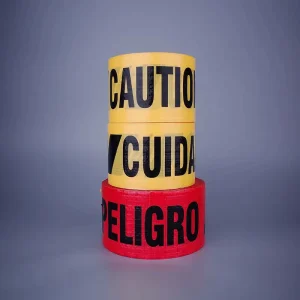 Custom Printing Color Yellow Red Traffic Barrier Barricade Warning Tape Non Adhesive PE Woven Caution Danger Tape