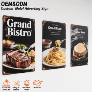 Custom Printing Embossed Logo Grill and Barbecue Zone Cooking Station Outdoor Party Metal Sign