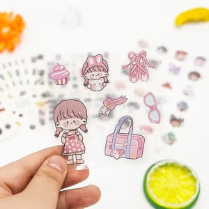 Custom Printing Journal Decoration Self Adhesive Vinyl Transparent Kiss Cut Sticker Sheet