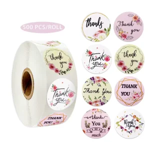 Custom Printing Logo Sticker Sheet Rectangle Thank You Adhesive Packaging Label Sticker