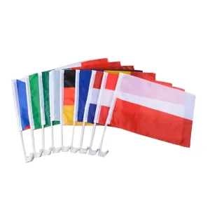 Custom Printing Polyester 30x45cm National Car Window Flag with Clip