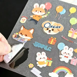 Custom Printing Transparent Sticker Sheet Vinyl PVC Self-Adhesive Waterproof UV-Resistant Kiss Cut Cartoon Sticker