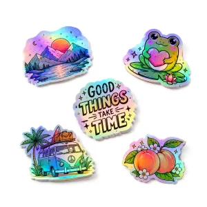Custom Printing Vinyl Holographic Laser Foil Sticker Waterproof Letter Die Cut Logo Stickers