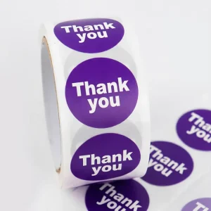 Custom Product Logo Pvc Round Sticker Roll Printing Self Adhesive Waterproof Business Thank You Stickers