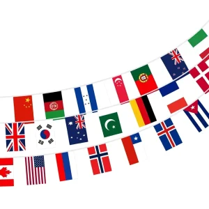Custom Promotion Custom Countries Football Fan Flags Polyester String Bunting Pennant Banner Rectangle Hanging Strings Flag