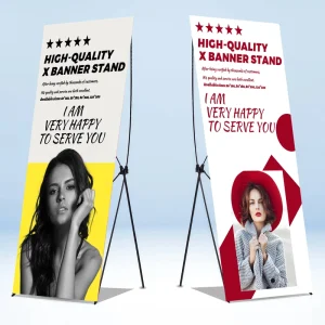 Custom Promotion Waterproof Printed Adjustable Tripod Portable Aluminium Flagpole X Banner Display Stand for Advertisement