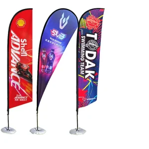 Custom Promotional Advertising Decorative Flags with Base Custom Size Polyester Digital Printing Outdoor Use