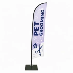 Custom Promotional Blade Banner with Pole and Water Base for Vehicle Rental Advertising
